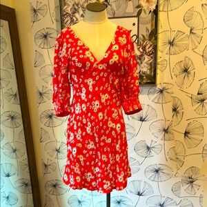 RIXO Red Floral Mini Dress